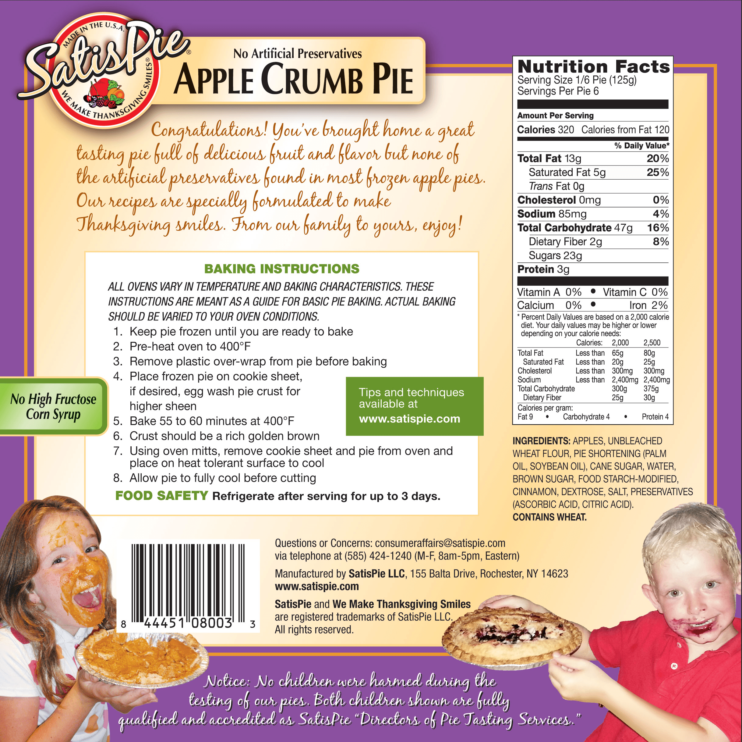 Apple Crumb - Handcrafted artisan pie made with premium ingredients - Back view